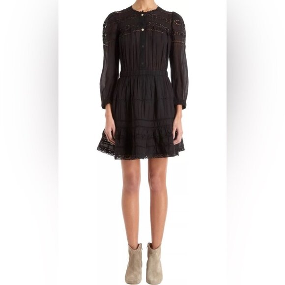 Isabel Marant Dresses & Skirts - Isabel Marant Etoile women's Black Greta Cotton Voile Lace crochet dress in 36